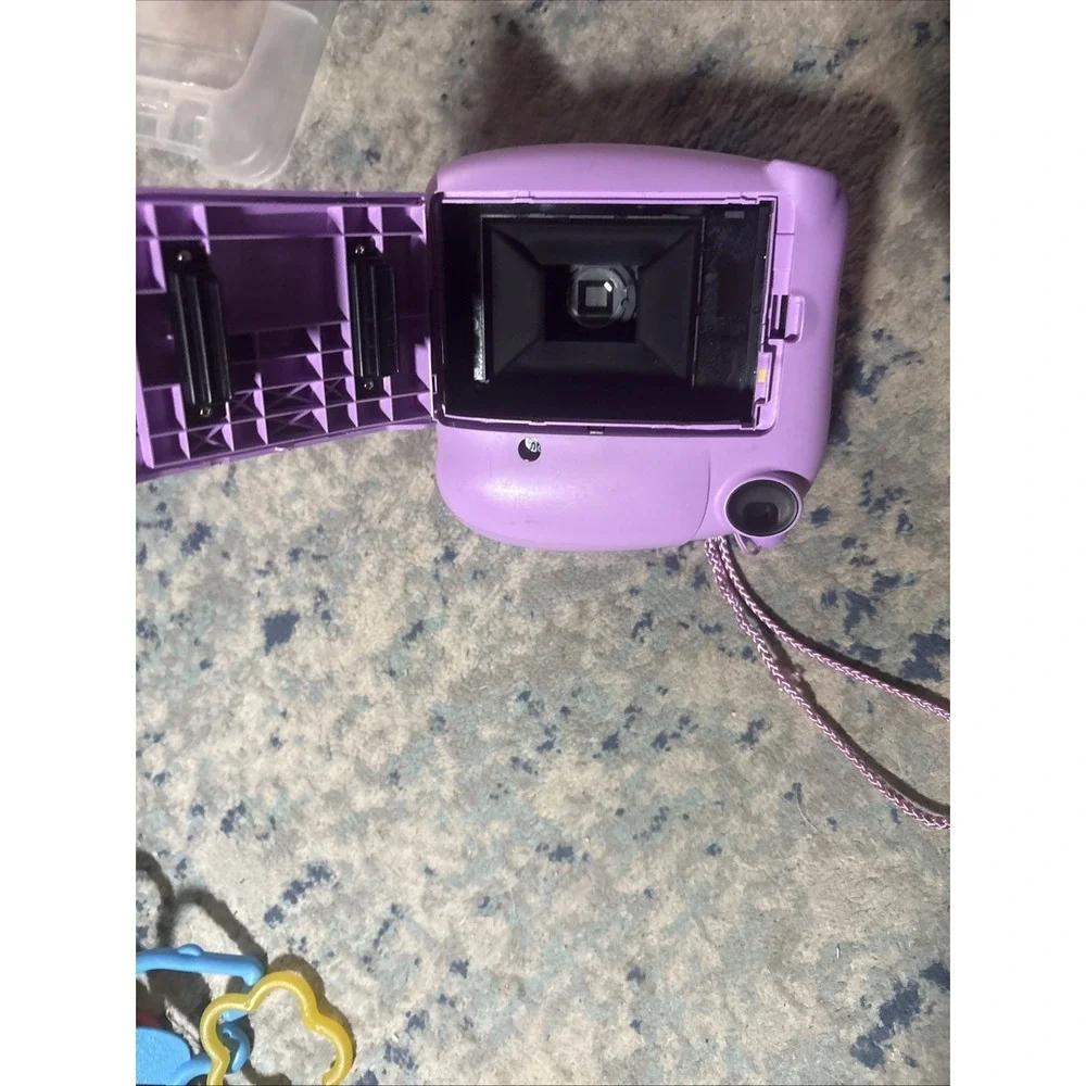 Fujifilm Instax Mini 7+ Instant Film Camera Purple w/ Wrist Strap Tested EUC